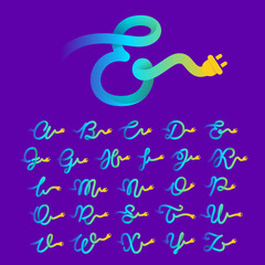 Alphabet with curl cable and plug adapter.