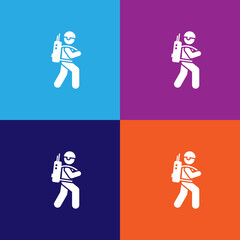 radio, man, soldier, walk military pictogram icon. Signs and symbols can be used for web, logo, mobile app, UI, UX