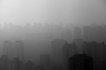 Sao Paulo skyline with fog