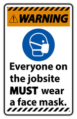 Warning Wear A Face Mask Sign Isolate On White Background