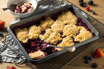Homemade Berry Cobbler with Ice Cream