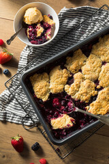 Homemade Berry Cobbler with Ice Cream