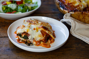 Vegetable lasagne with fresh simple salad