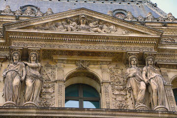 PARIS FRANCE MARCH 12 2017 wall sculpture art louvre parise .