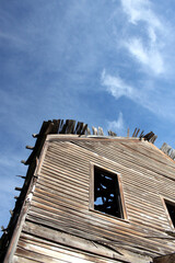 Rustic old ghost town buildings in remote western United States