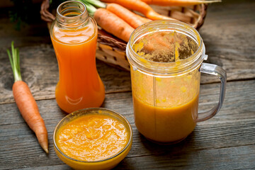 Fresh smoothie with ripe carrots
