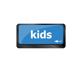 kids key button in a computer keyboard
