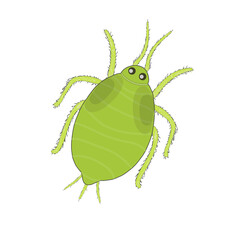 Pest insect. Aphid green isolated on a white background. Stock vector illustration.