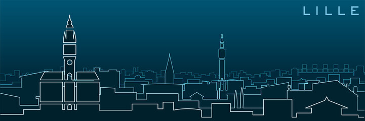 Lille Multiple Lines Skyline and Landmarks