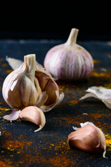 garlic on a dark background