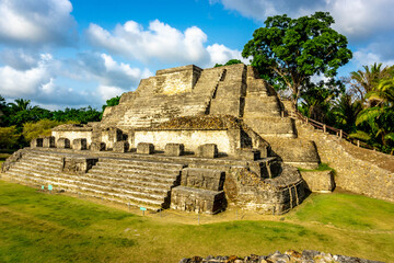 Ancient Mayan Altun Ha Temple near Belize-city in Belize.