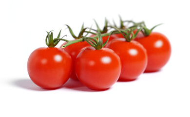 Red Cherry Tomatoes Bunch Isolated On White Background