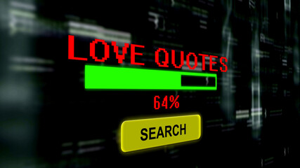 Fototapeta na wymiar Search for love quotes online progress bar