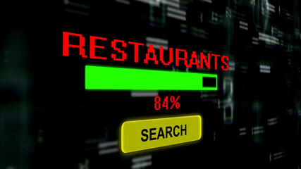 Fototapeta na wymiar Search for restaurants online progress bar