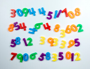 magnetic numbers on white background