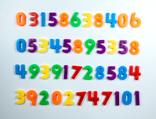 magnetic numbers on white background