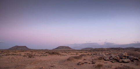 sunset in desert in Fuerteventura