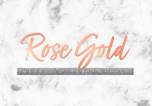 Metallic Rose Gold Text Effect Mockup