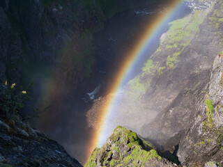 Rainbow and Waterfall Voringfossen, Eidfjord Norway