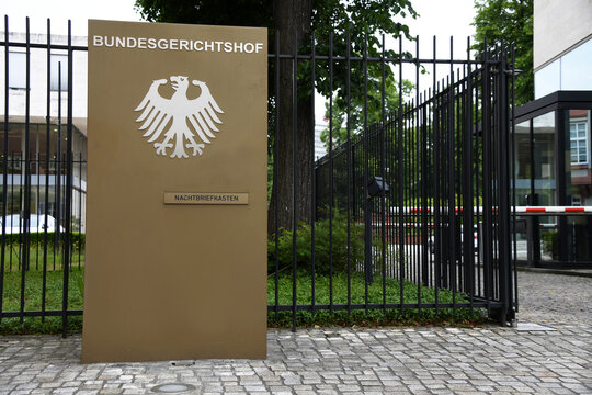 Karlsruhe, Baden-Wurttemberg / Germany - May 17, 2018: Entrance to The Federal Court of Justice in Karlsruhe, Germany - Bundesgerichtshof - BGH - is the highest court in Germany