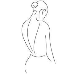 Vector woman figure line art. Fully editable. Cute  illustration on white background. Ready for print. Can be used for logo, branding, sticker, poster, print, fabric, textile