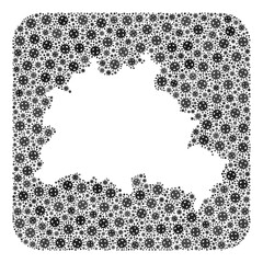 Flu virus map of Berlin City mosaic composed with rounded square and hole. Vector map of Berlin City mosaic of covid-2019 items in different sizes and gray shades. Designed for geographic propaganda.