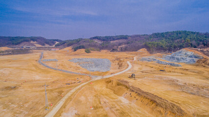 Aerial view of construction site