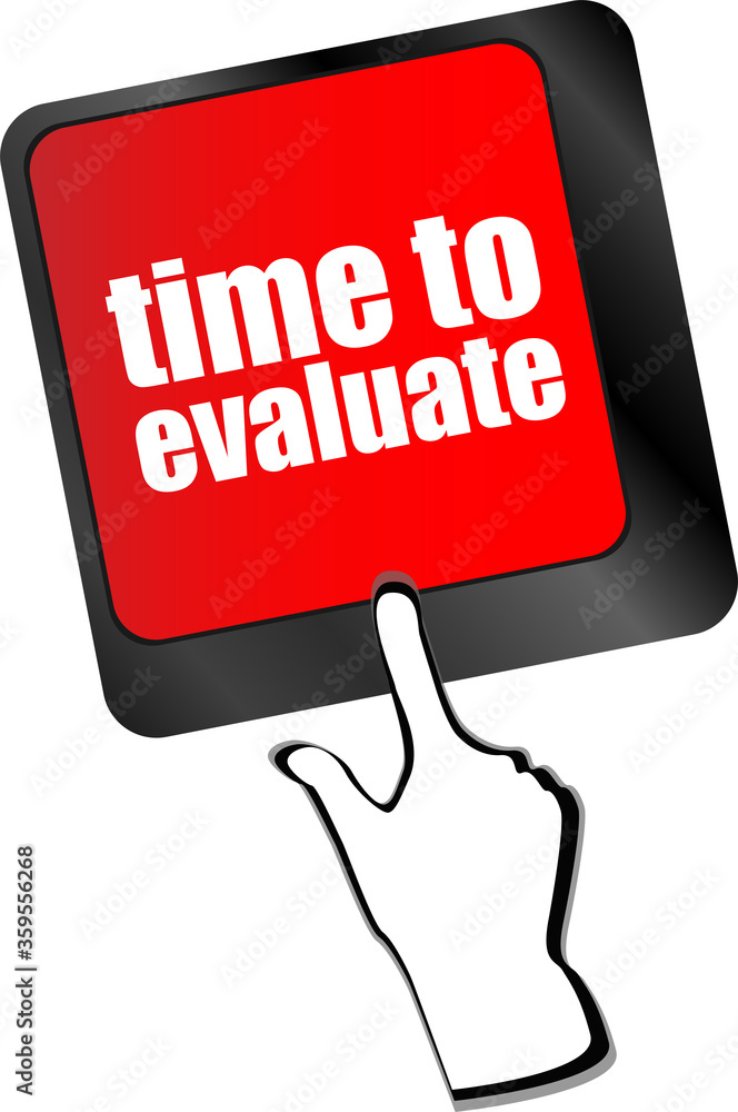 Poster time to evaluate word on computer keyboard - social network concept