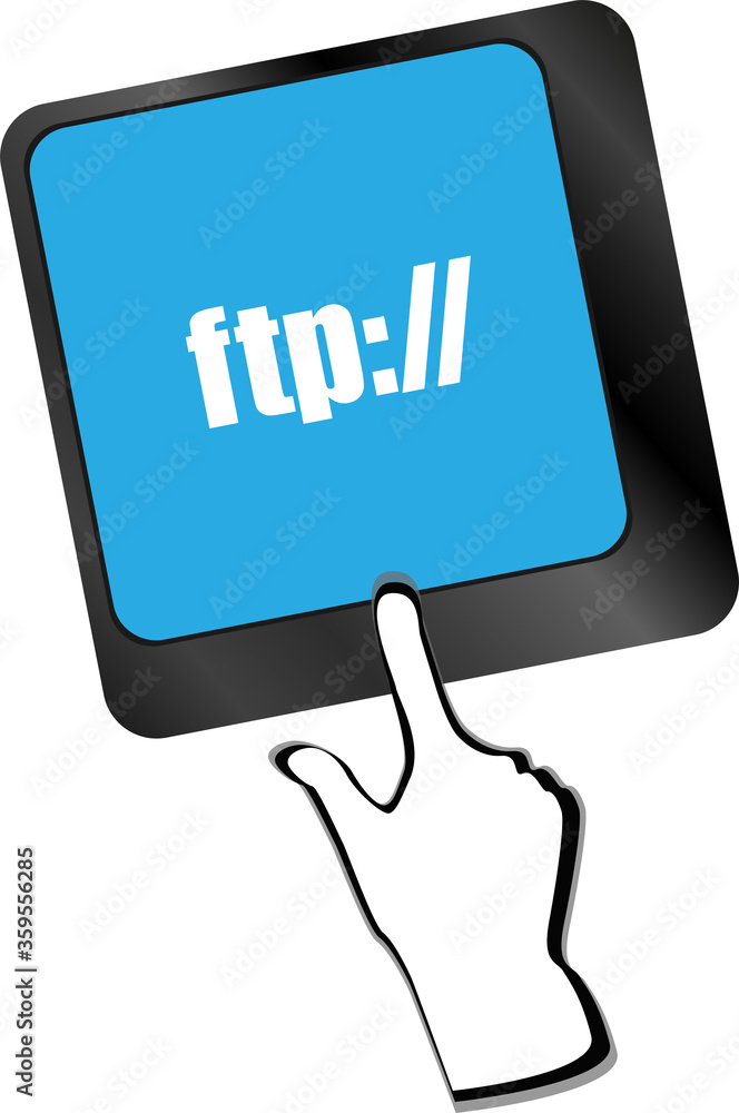 Aufkleber computer keyboard with ftp key, technology background