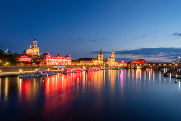 Fototapeta premium Dresden Skyline Night of Light 2020 Protest 