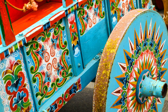  Beautiful colorful Costarican traditional wagon wheel.