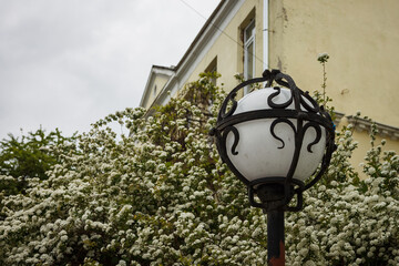 Street lamp round shape with white glass