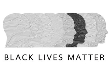 head human made of paper, black lives matter concept