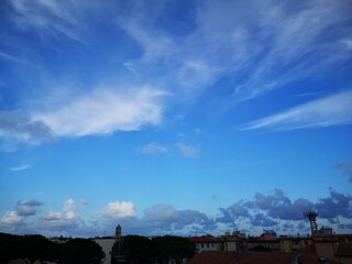 Fototapeta na wymiar backgrounds, wallpaper of skies with beautiful white sheep clouds