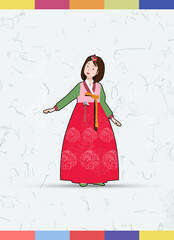 hanbok character.  Korean traditional costume.