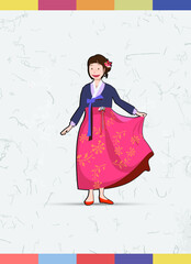 hanbok character.  Korean traditional costume.