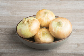 Authentic Sweet Southern White Onions On A Ceramic Bowl