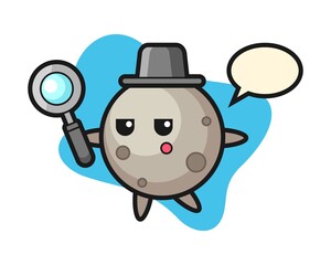 Fototapeta premium Moon cartoon searching with a magnifying glass