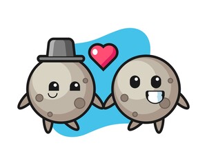 Moon couple cartoon fall in love