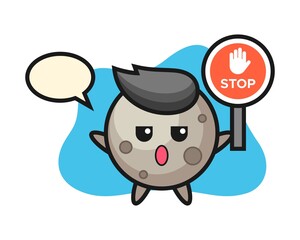 Moon cartoon holding a stop sign
