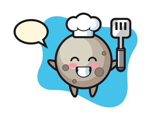 Moon chef cartoon is cooking