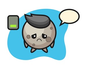 Moon cartoon doing a tired gesture