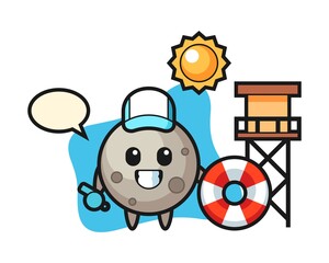 Fototapeta premium Moon cartoon as a beach guard
