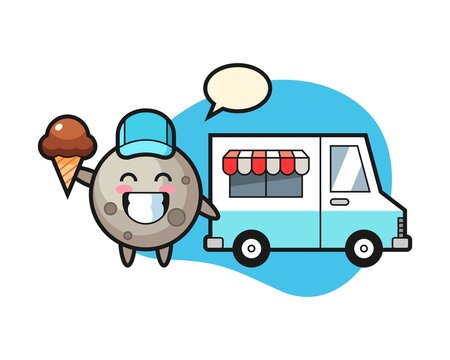 Moon Cartoon With Ice Cream Truck