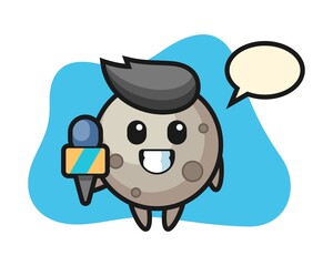 Moon cartoon as a news reporter