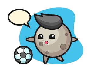 Moon cartoon is playing soccer