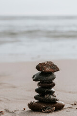 Fototapeta na wymiar stack of stones on beach