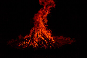 fire burning in the fireplace