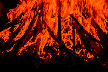 fire on a black background