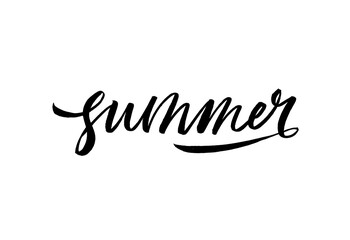 Summer black brush vector calligraphy isolated on white background. Trendy word cursive calligraphy.